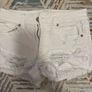 American Eagle Outfitters White Distressed Shorts
